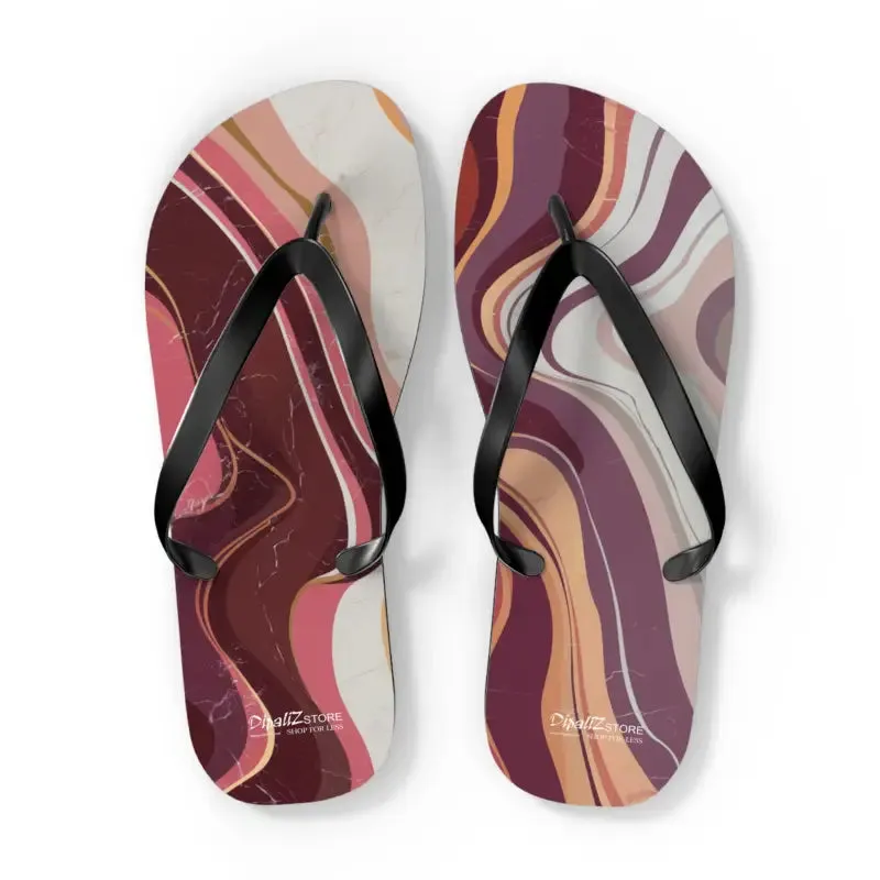 Maroon Marble Pattern Flip Flops for Summer Style