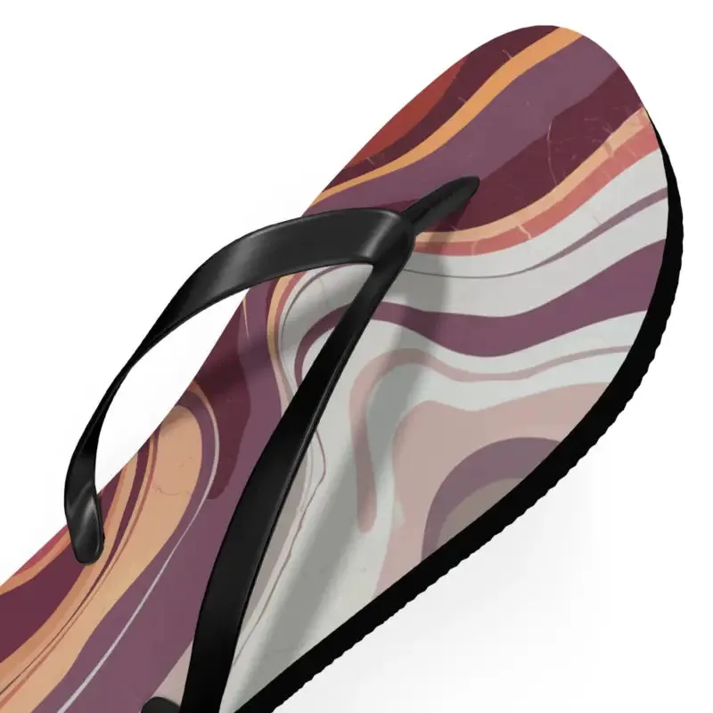 Maroon Marble Pattern Flip Flops for Summer Style