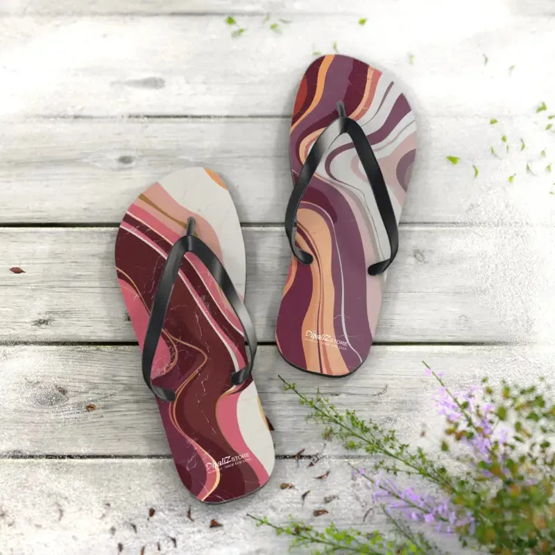 Maroon Marble Pattern Flip Flops for Summer Style