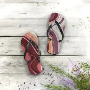 Maroon Marble Pattern Flip Flops for Summer Style
