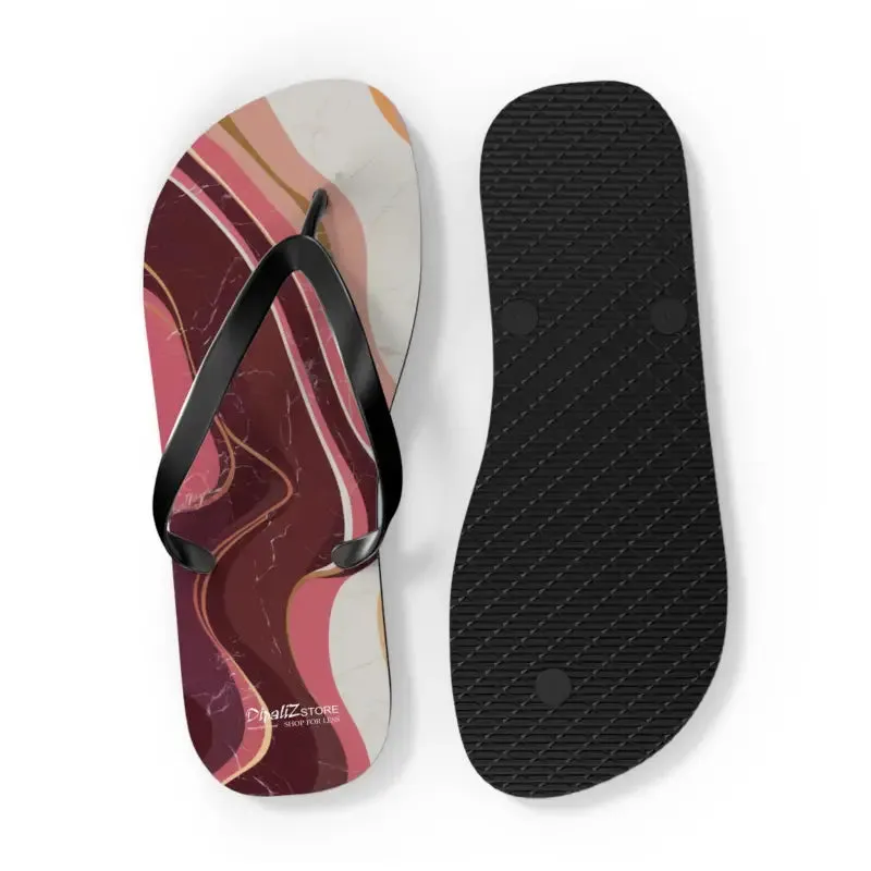 Maroon Marble Pattern Flip Flops for Summer Style