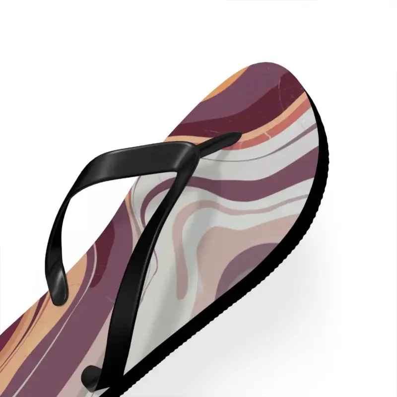 Maroon Marble Pattern Flip Flops for Summer Style