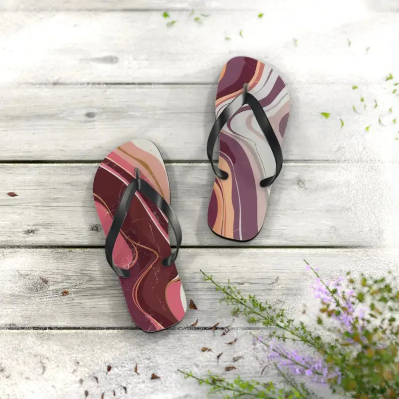 Maroon Marble Pattern Flip Flops for Summer Style