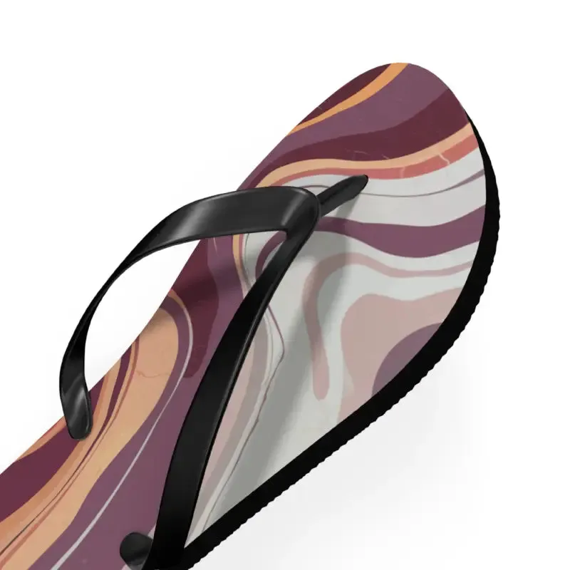 Maroon Marble Pattern Flip Flops for Summer Style