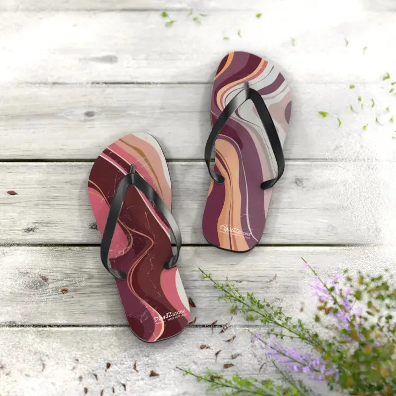 Maroon Marble Pattern Flip Flops for Summer Style
