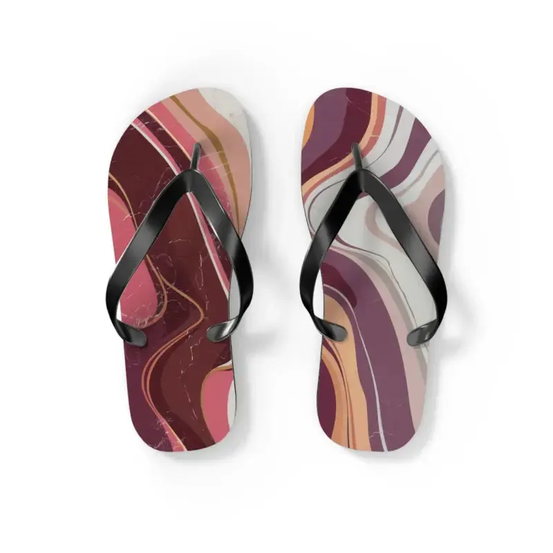 Maroon Marble Pattern Flip Flops for Summer Style