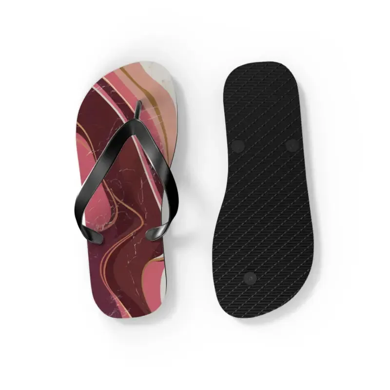 Maroon Marble Pattern Flip Flops for Summer Style