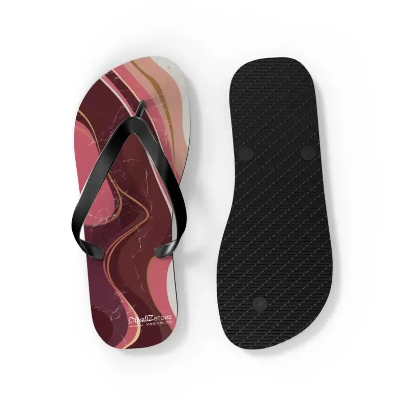 Maroon Marble Pattern Flip Flops for Summer Style