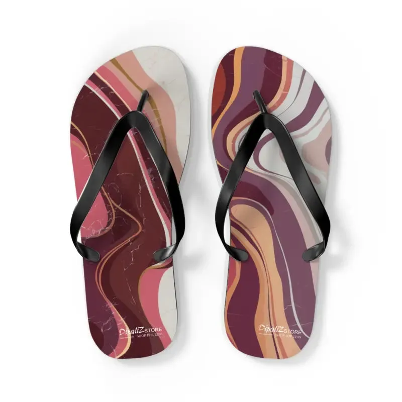 Maroon Marble Pattern Flip Flops for Summer Style