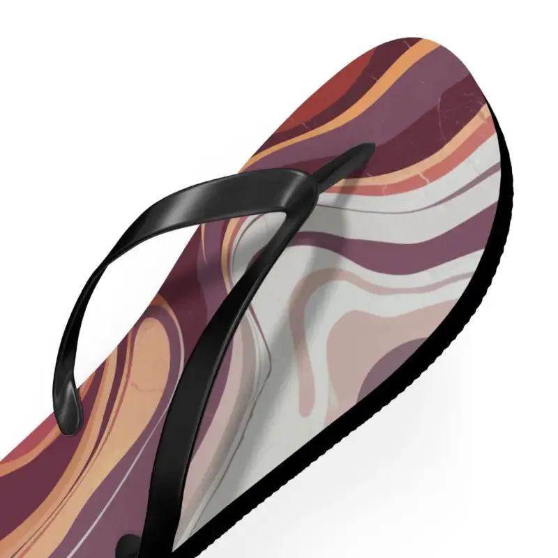 Maroon Marble Pattern Flip Flops for Summer Style