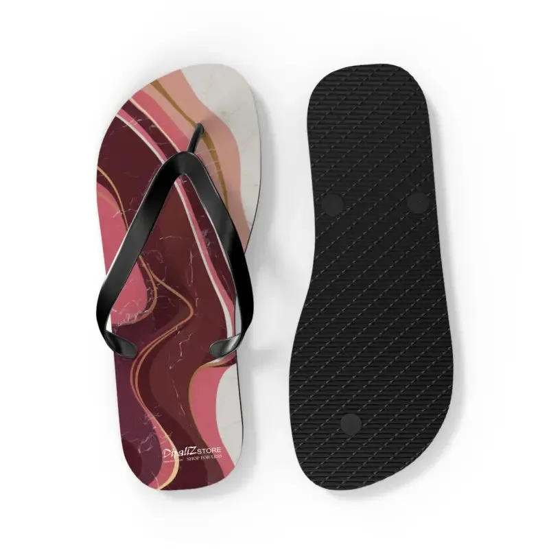 Maroon Marble Pattern Flip Flops for Summer Style