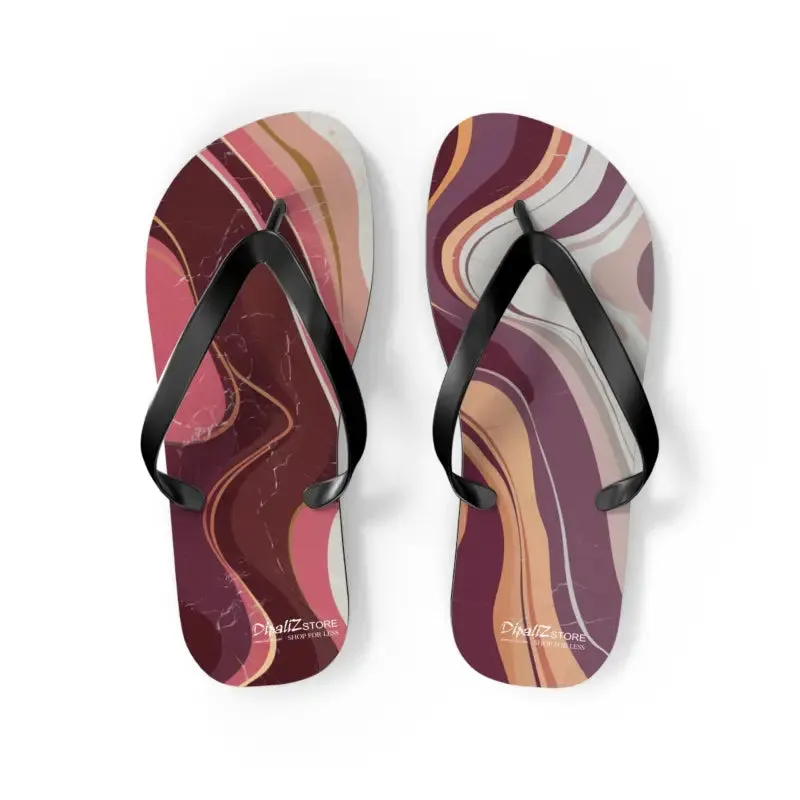 Maroon Marble Pattern Flip Flops for Summer Style