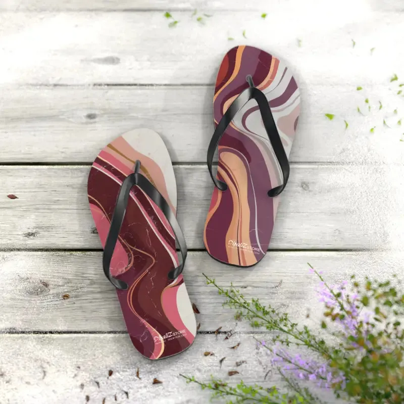 Maroon Marble Pattern Flip Flops for Summer Style