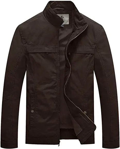 Military Jacket Lightweight Cotton Stand Collar Casual Utility Coat