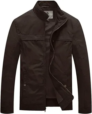 Military Jacket Lightweight Cotton Stand Collar Casual Utility Coat