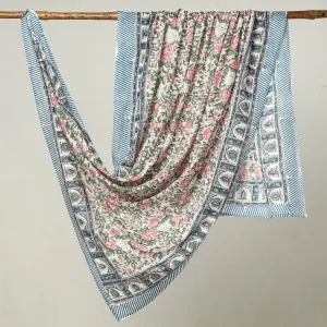 Multicolor - Sanganeri Block Printed Cotton Dupatta/Wrap Sarong Pareo/Beach Wear 03