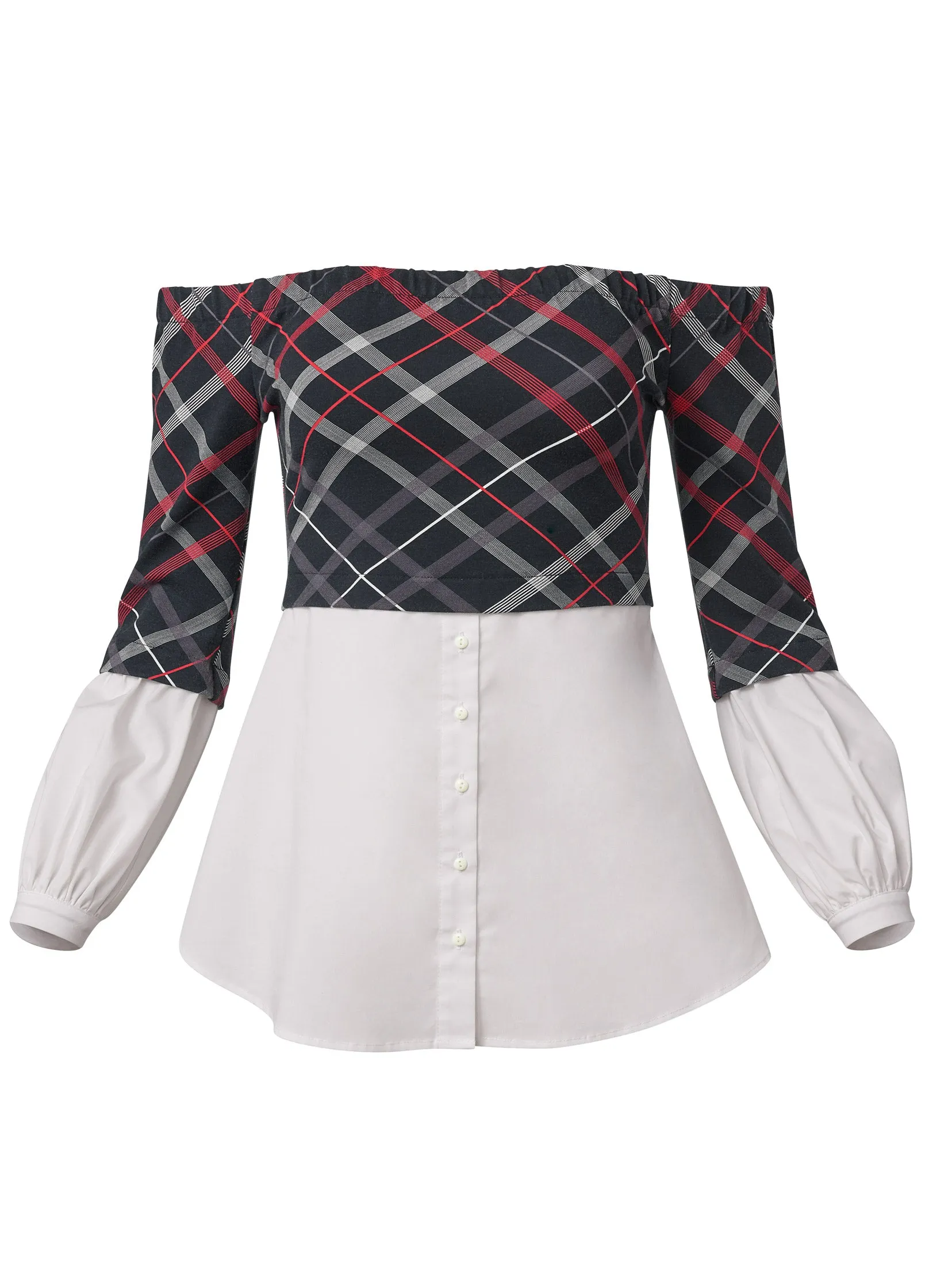 Off-The-Shoulder Blouse - Black Multi