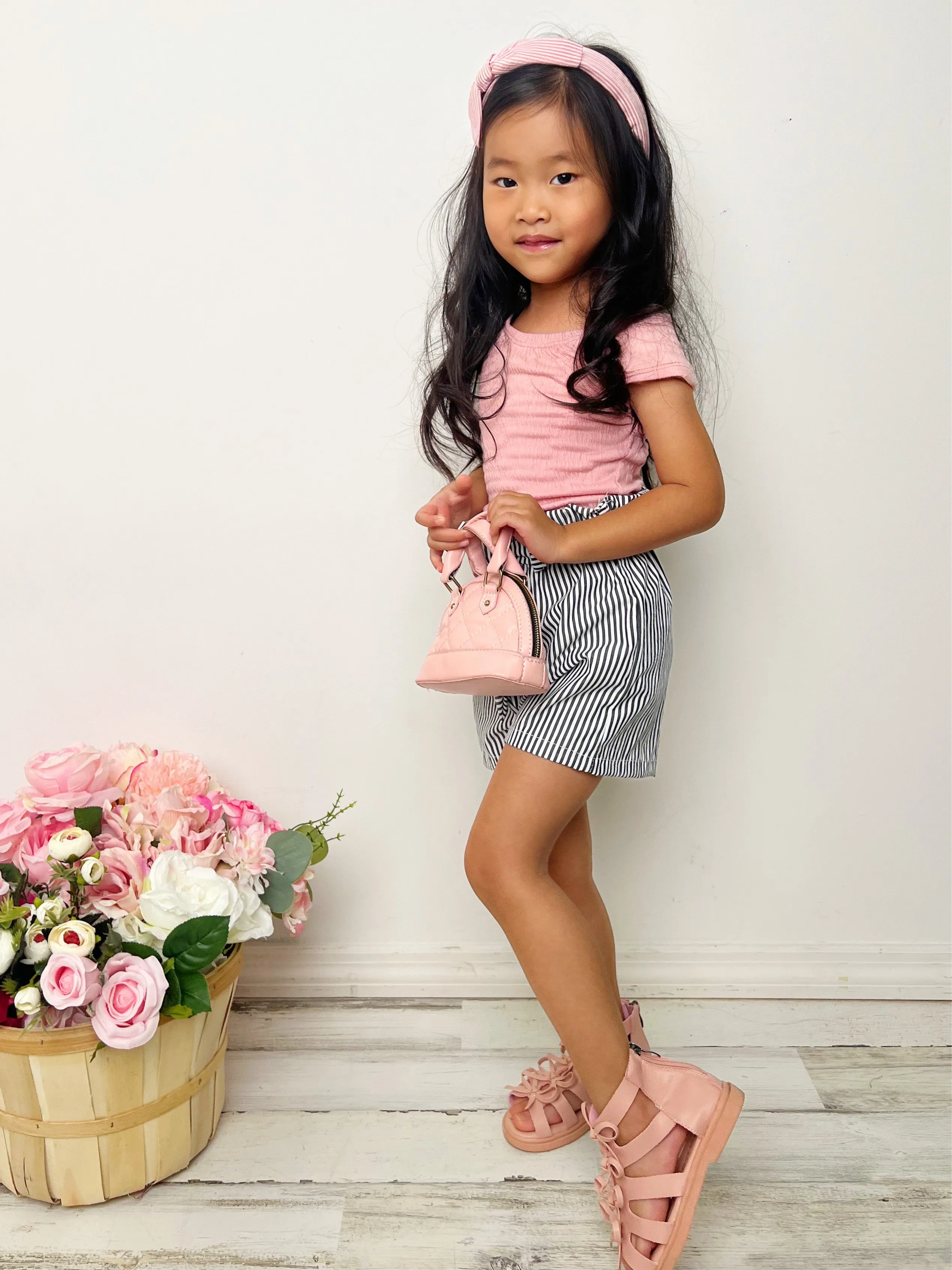 On Pointe Paperbag Belted Shorts Set