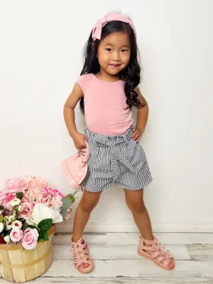 On Pointe Paperbag Belted Shorts Set