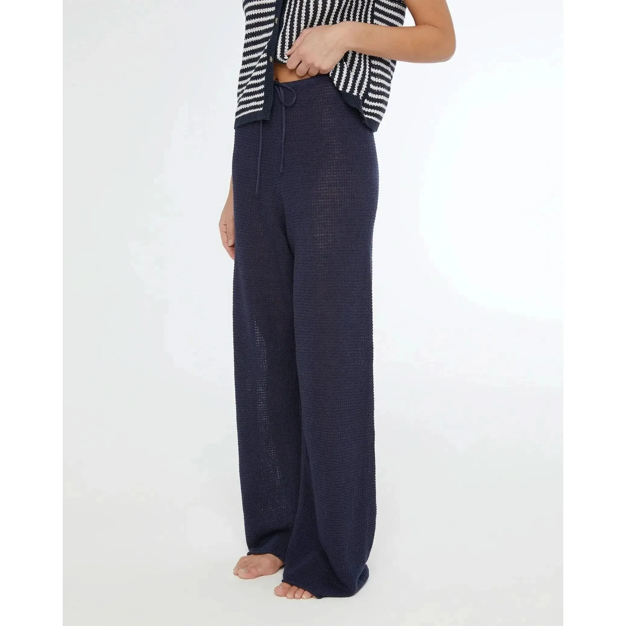 Onia Linen Knit Drawstring Pant Deep Navy