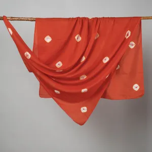 Orange - Shibori Tie-Dye Mul Cotton Dupatta/Wrap Sarong Pareo/Beach Wear