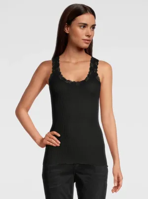Oscalito Wool and Silk Tank Top with Leavers Lace