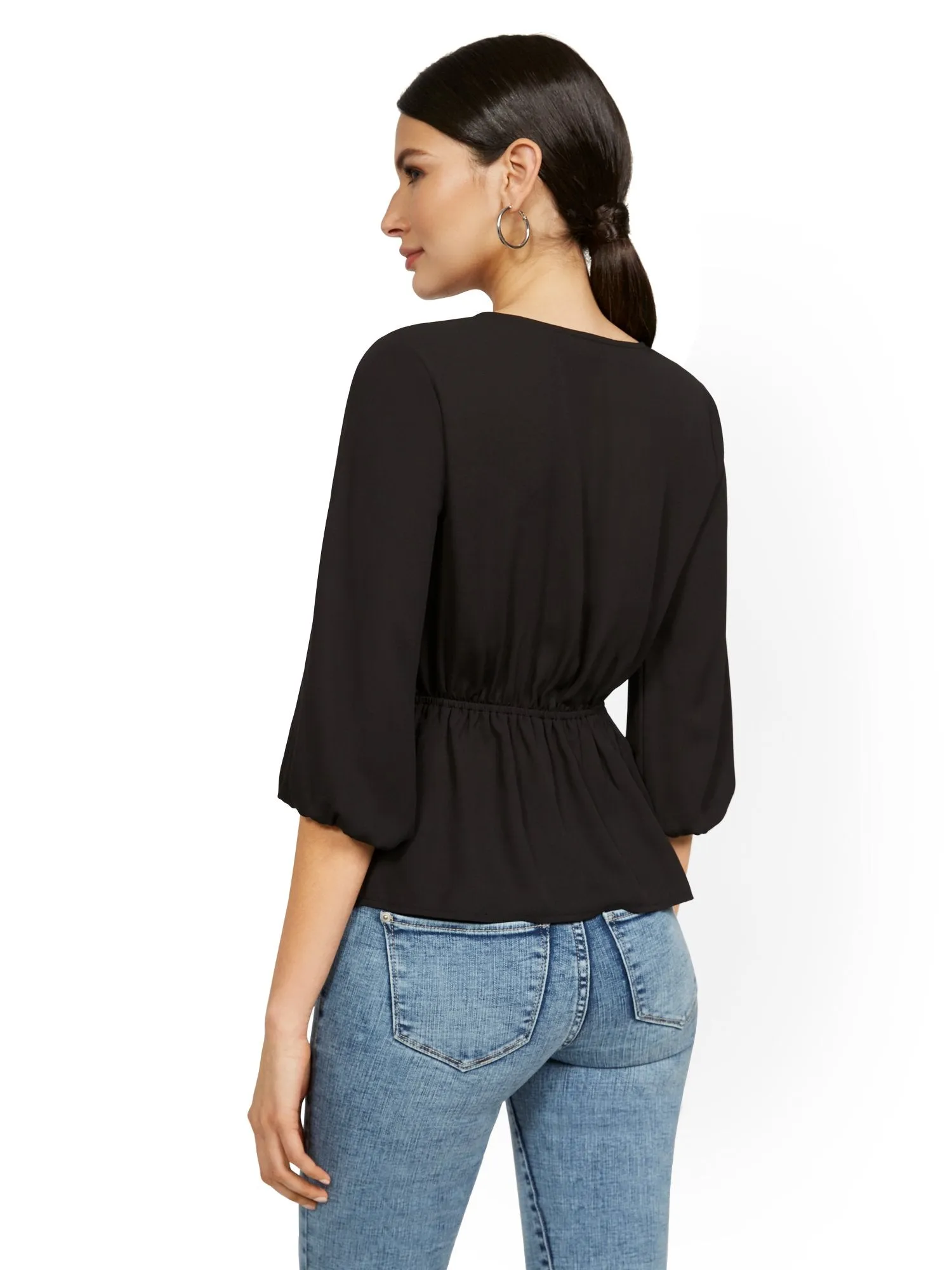 Petite Cinch-Waist Wrap Top