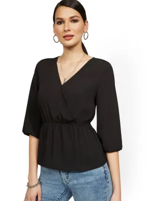 Petite Cinch-Waist Wrap Top