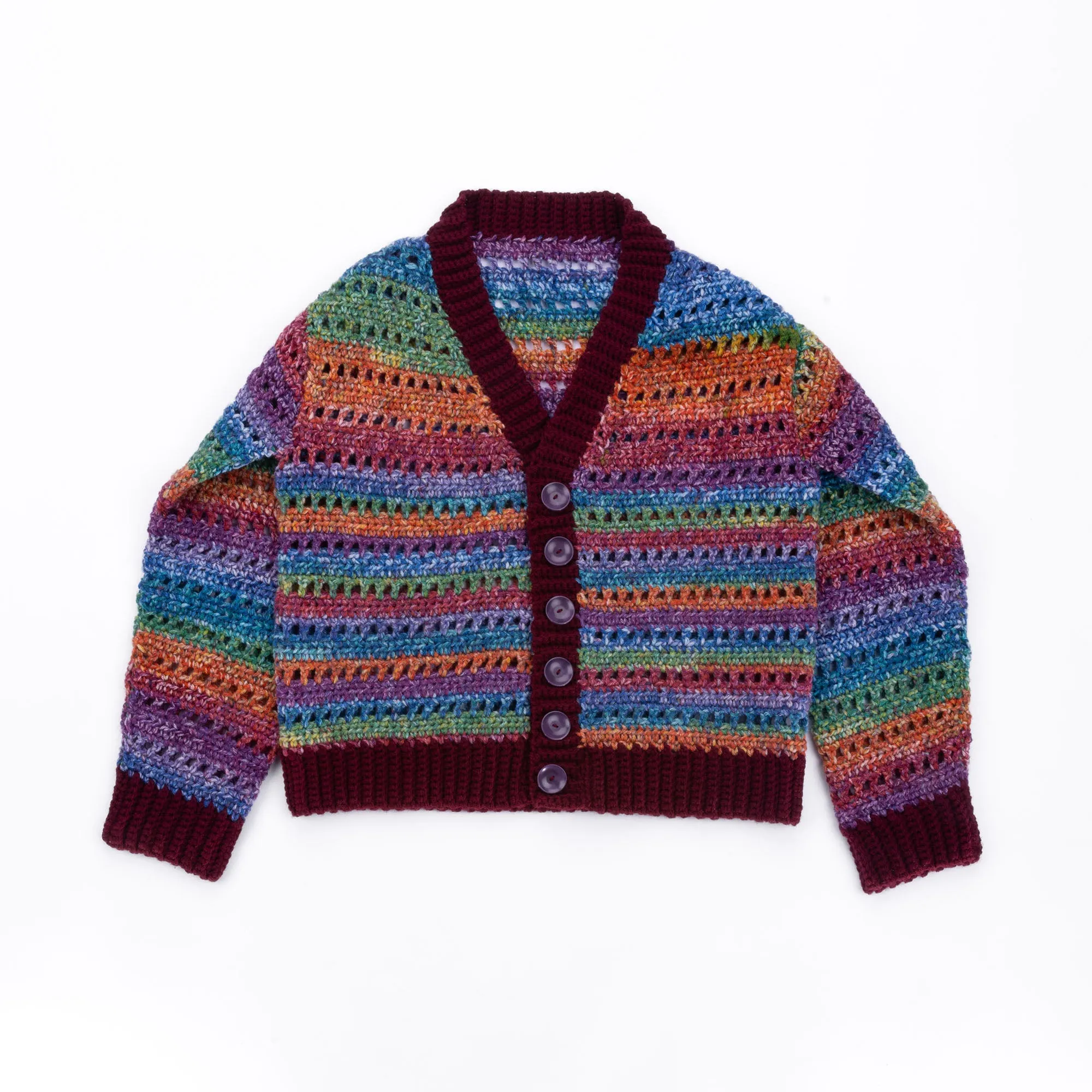 Red Heart Crochet Airy Stripes Cardigan