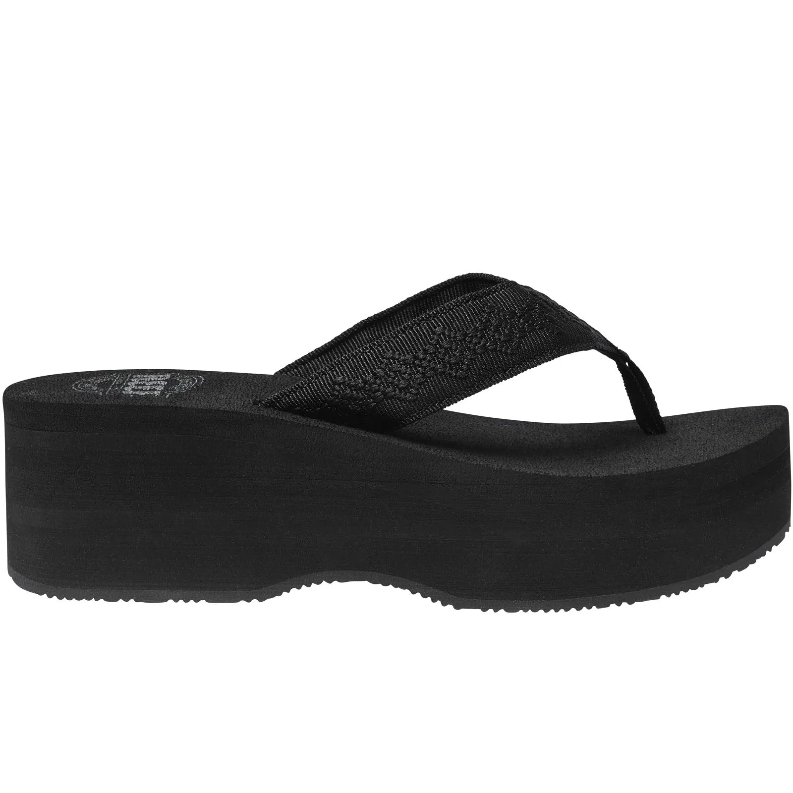 Reef Womens Sandy Hi Summer Chunky Sole Flip Flops - Black