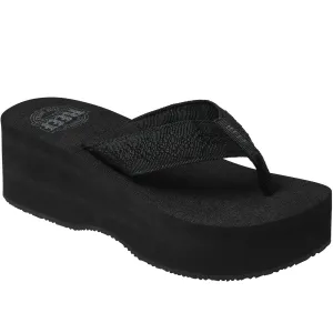 Reef Womens Sandy Hi Summer Chunky Sole Flip Flops - Black