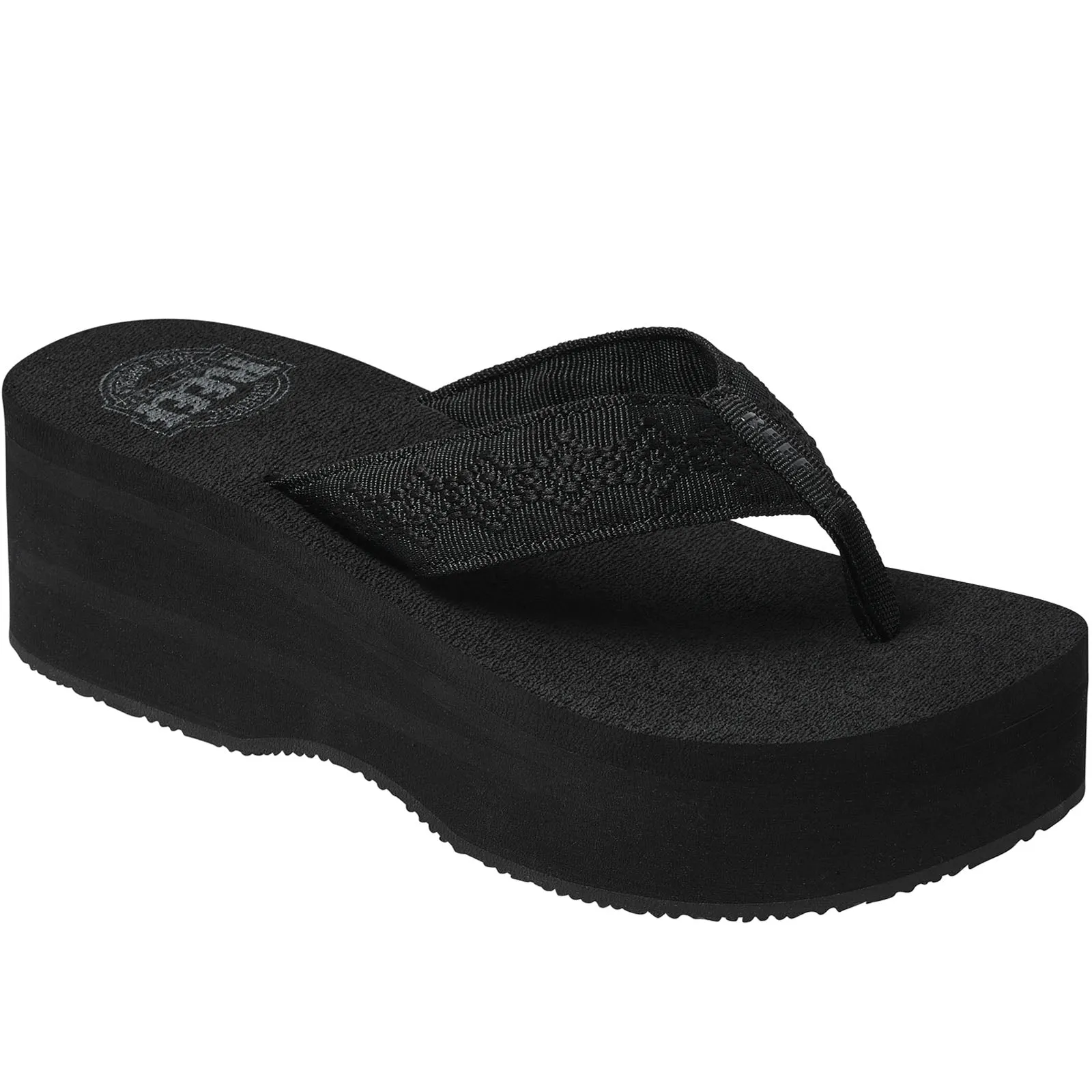 Reef Womens Sandy Hi Summer Chunky Sole Flip Flops - Black