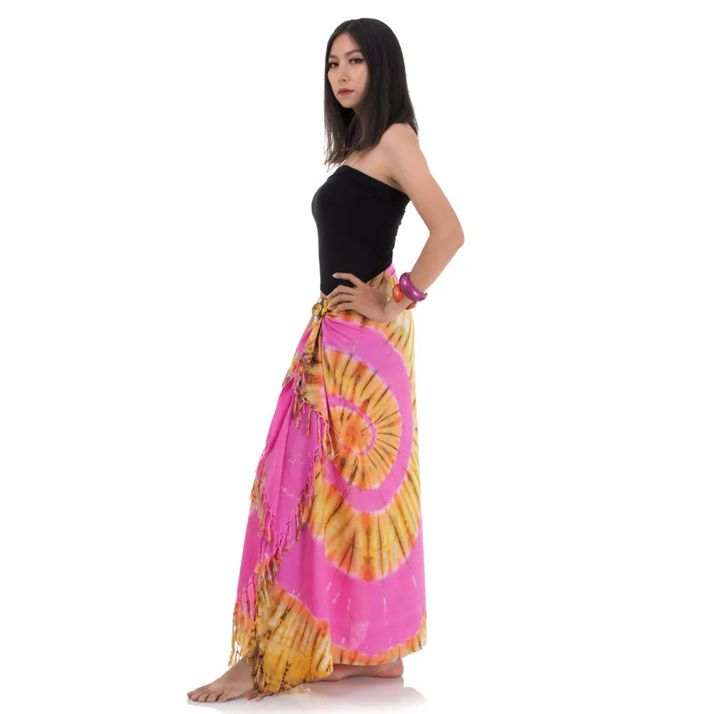 Rose Tie Dye Sarong Pareo Wrap Skirt Phangan