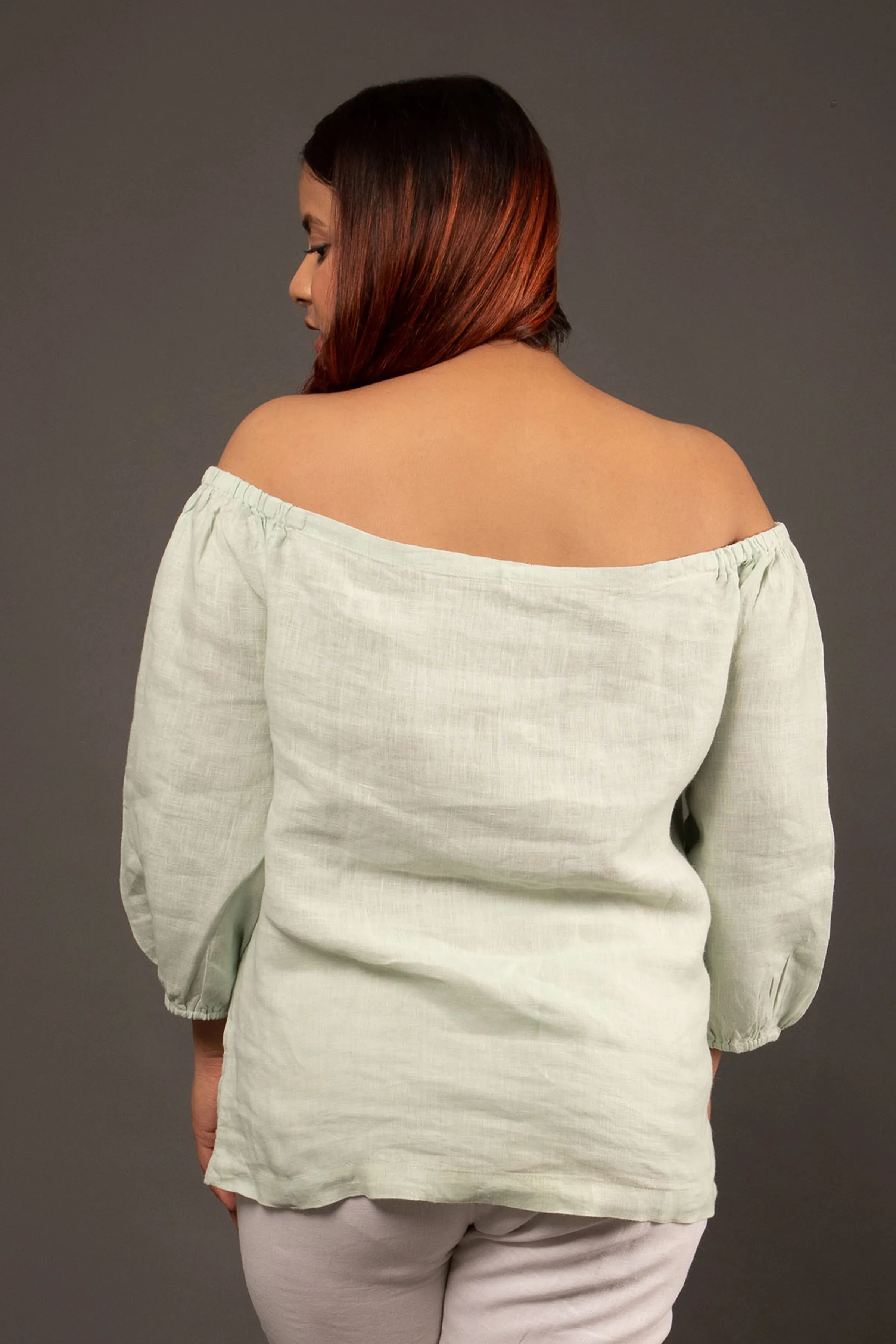 Sage Green Bardot Top