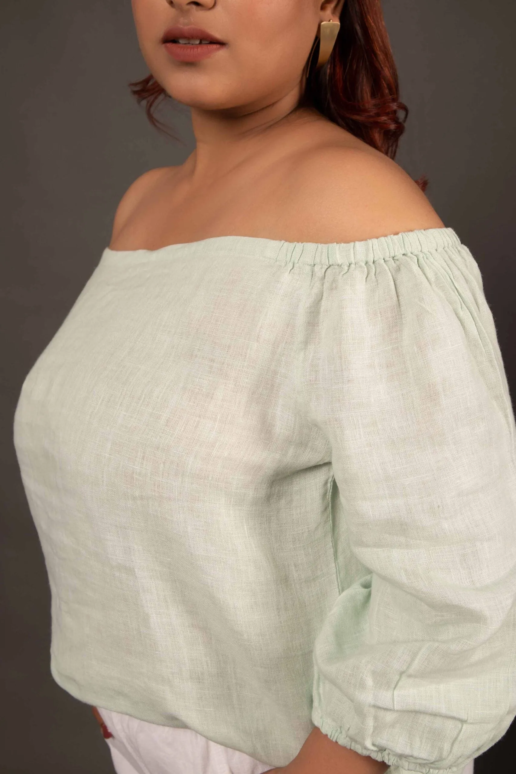 Sage Green Bardot Top