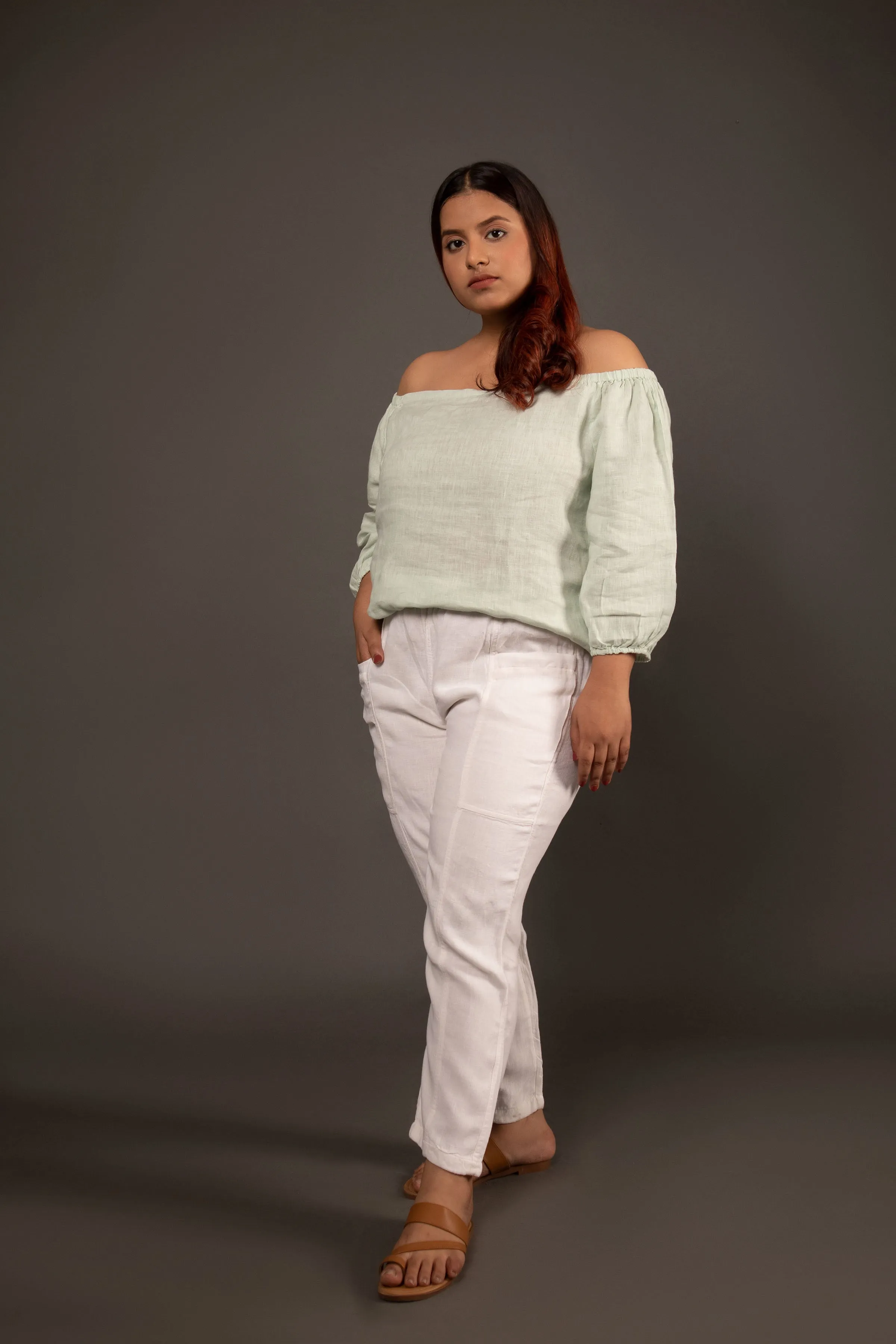 Sage Green Bardot Top