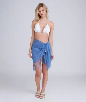 San Remo Beaded Sarong - Azure