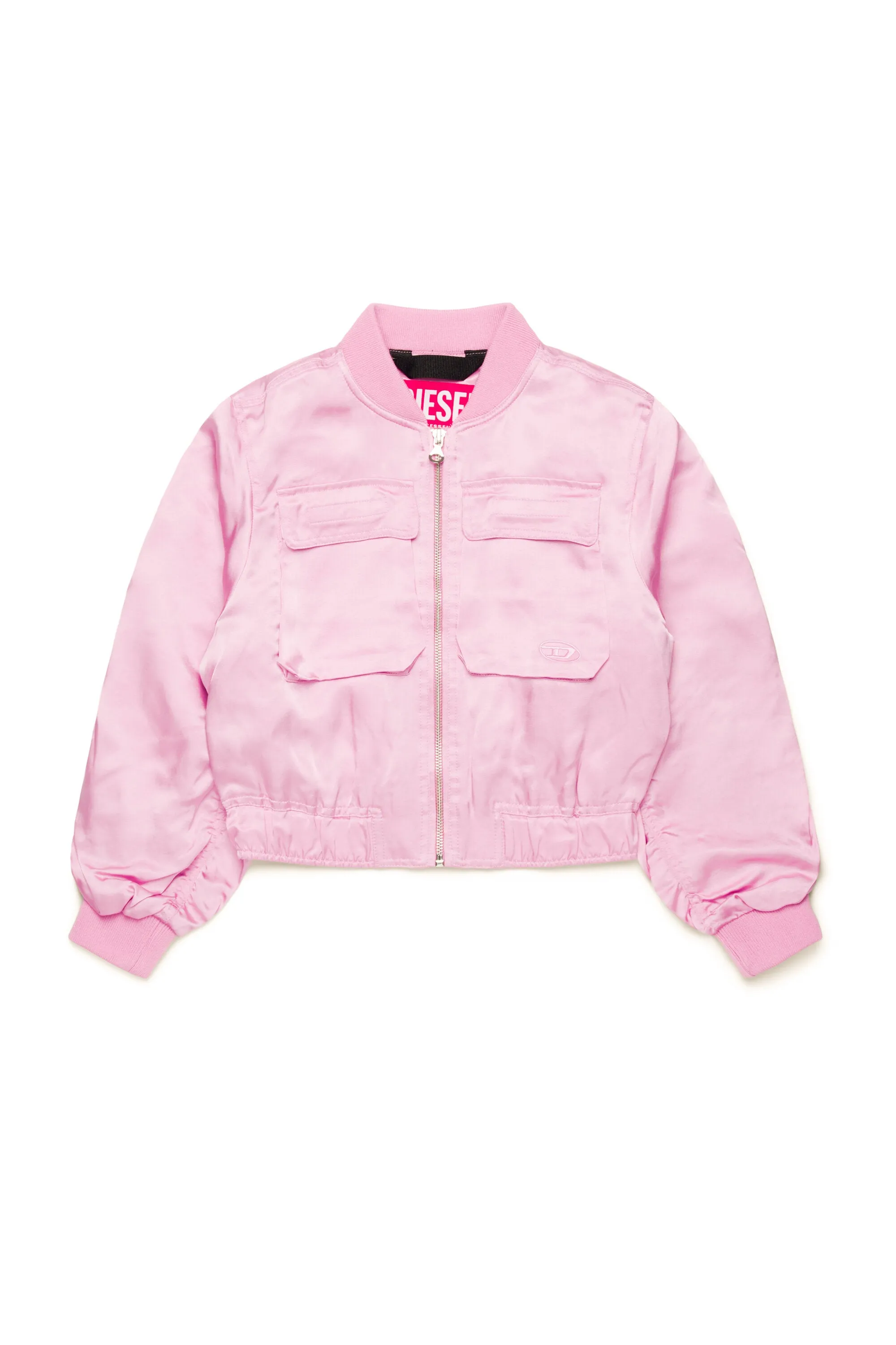 Satin bomber jacket with utility pockets
