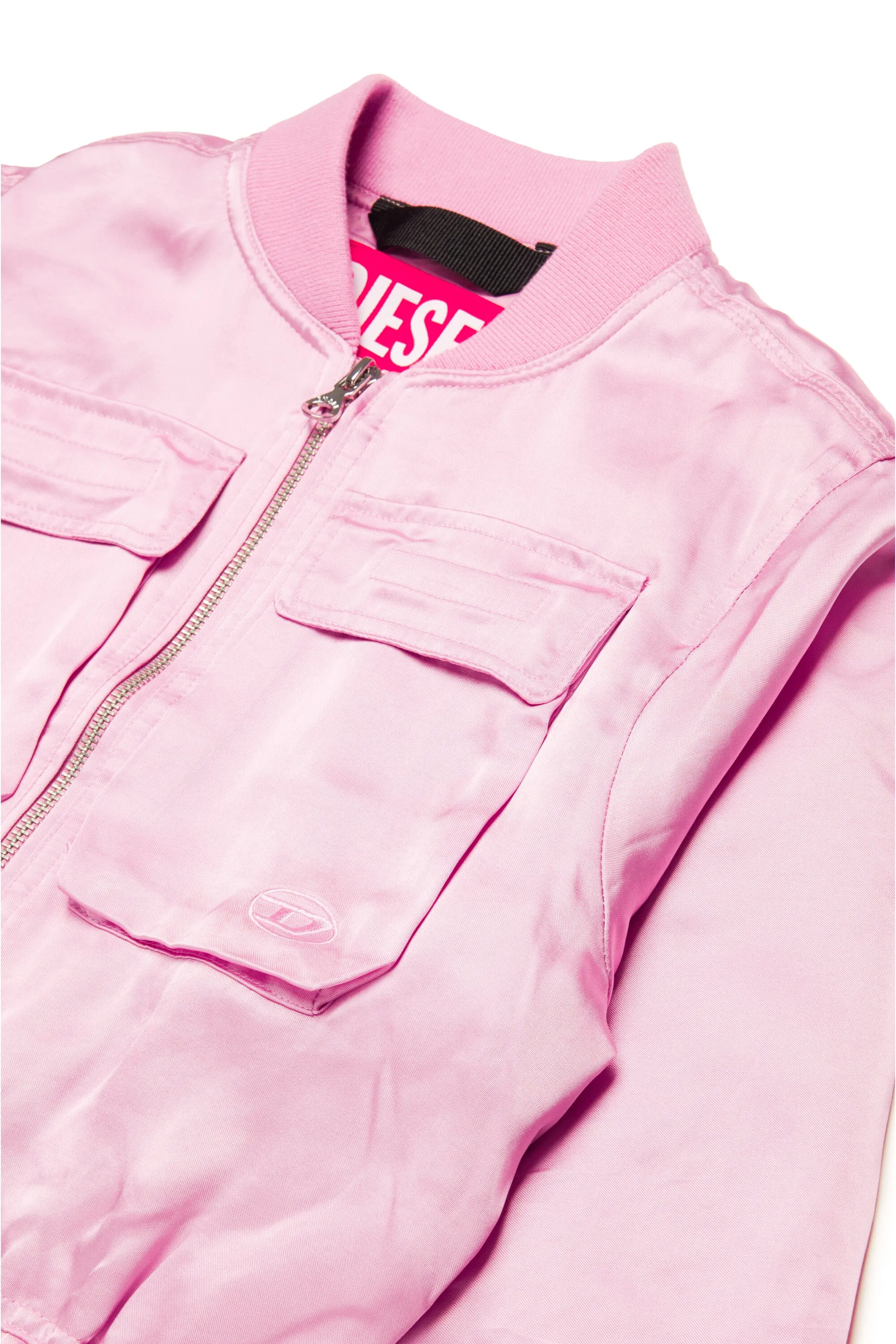 Satin bomber jacket with utility pockets