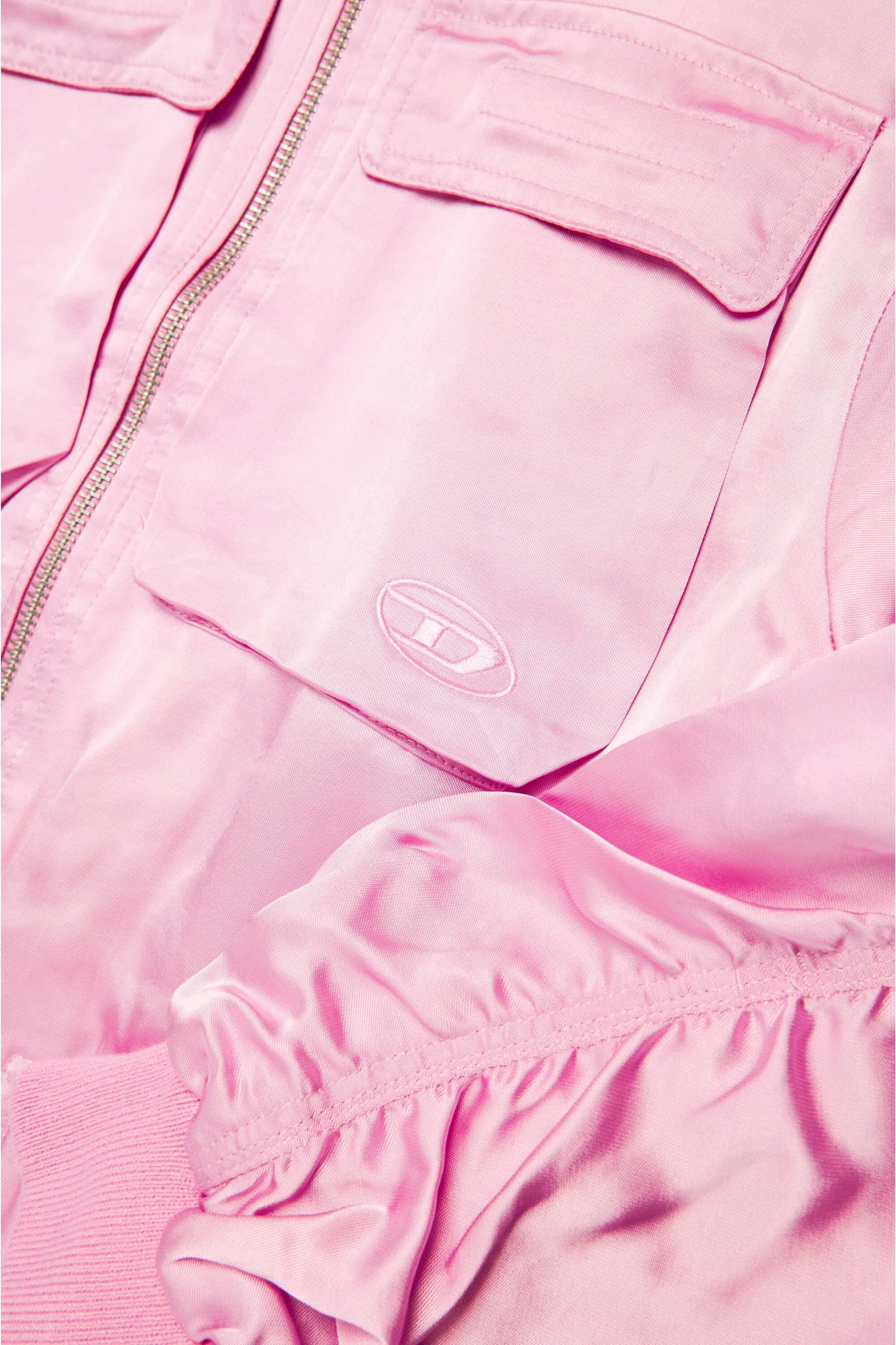 Satin bomber jacket with utility pockets