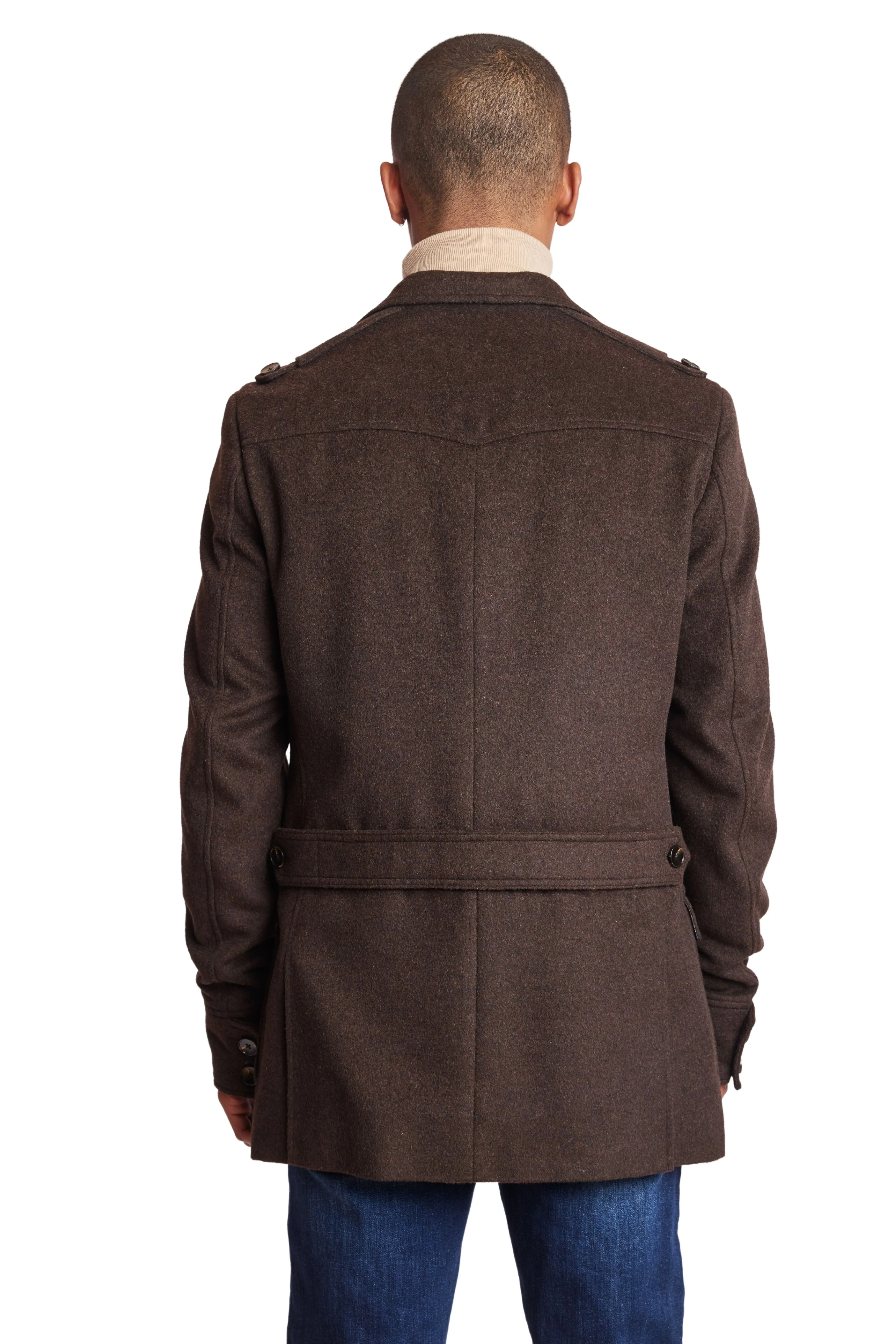 Utility Epaulette Jacket - slim - Chocolate Brown Soft Touch