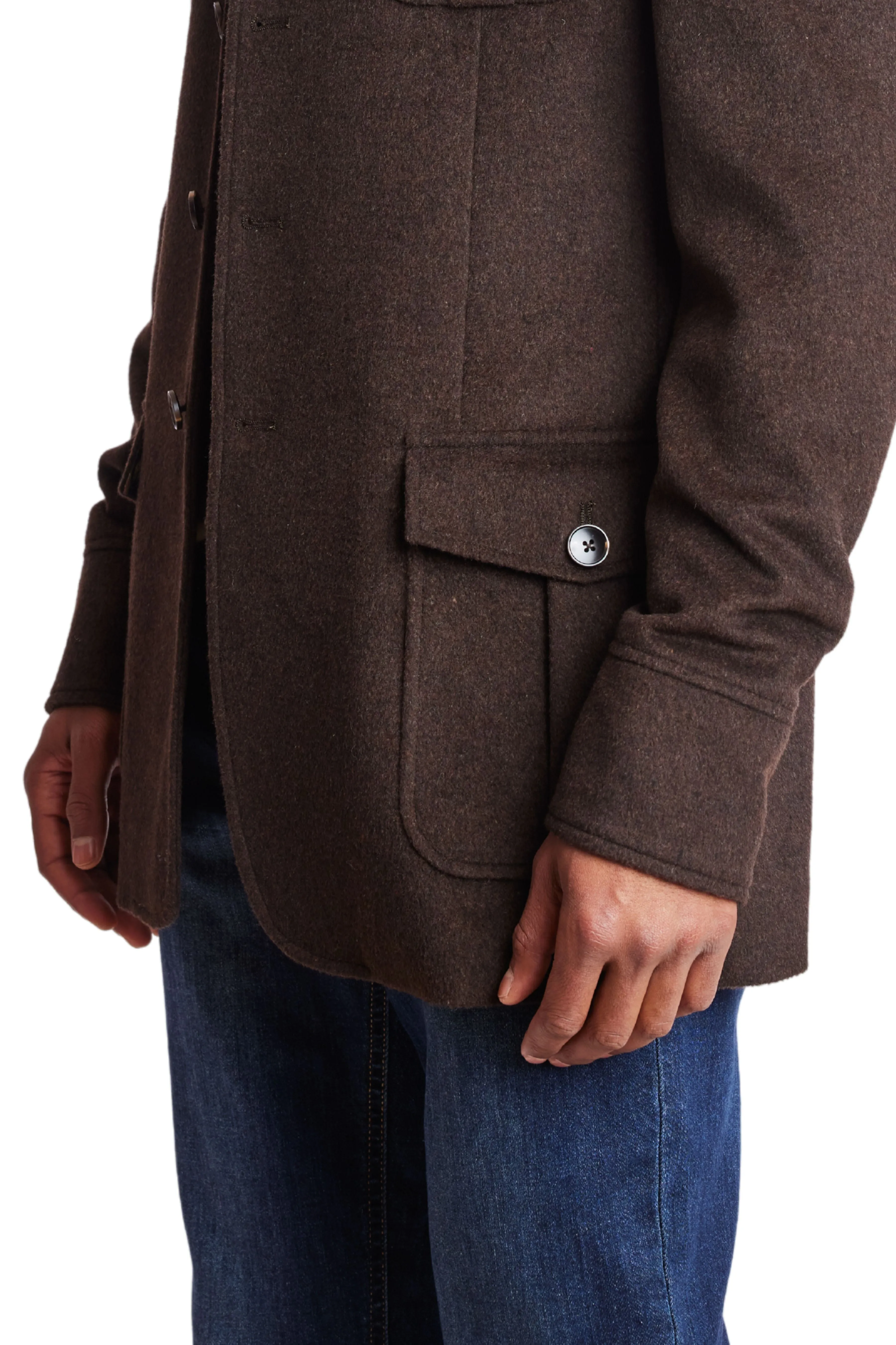 Utility Epaulette Jacket - slim - Chocolate Brown Soft Touch