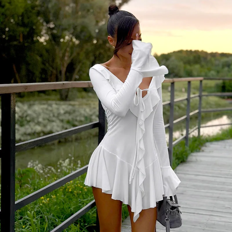 Vvsha Layna Long Sleeve Ruffle Dress