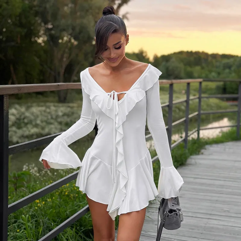 Vvsha Layna Long Sleeve Ruffle Dress